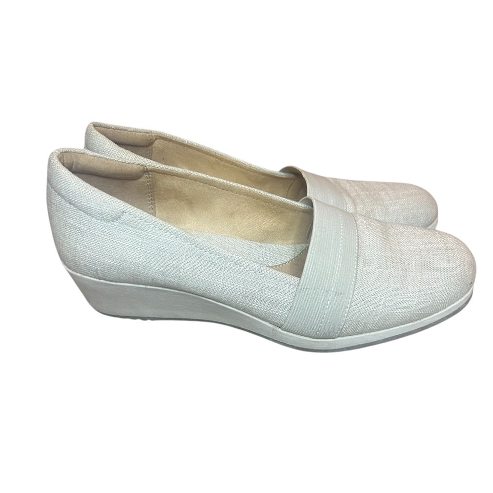 Naturalizer N5 Comfort Cream Canvas Wedge Slip On Shoes Women’s 7.5M